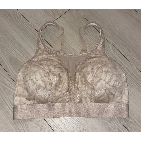 Breezies A382551 Lace Overlay Bralette Lined Wire Free Womens S Small Beige - Picture 2 of 7